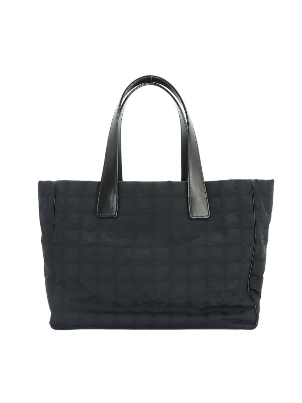 Chanel New Travel Line Tote MM Nylon Jacquard Leather Black